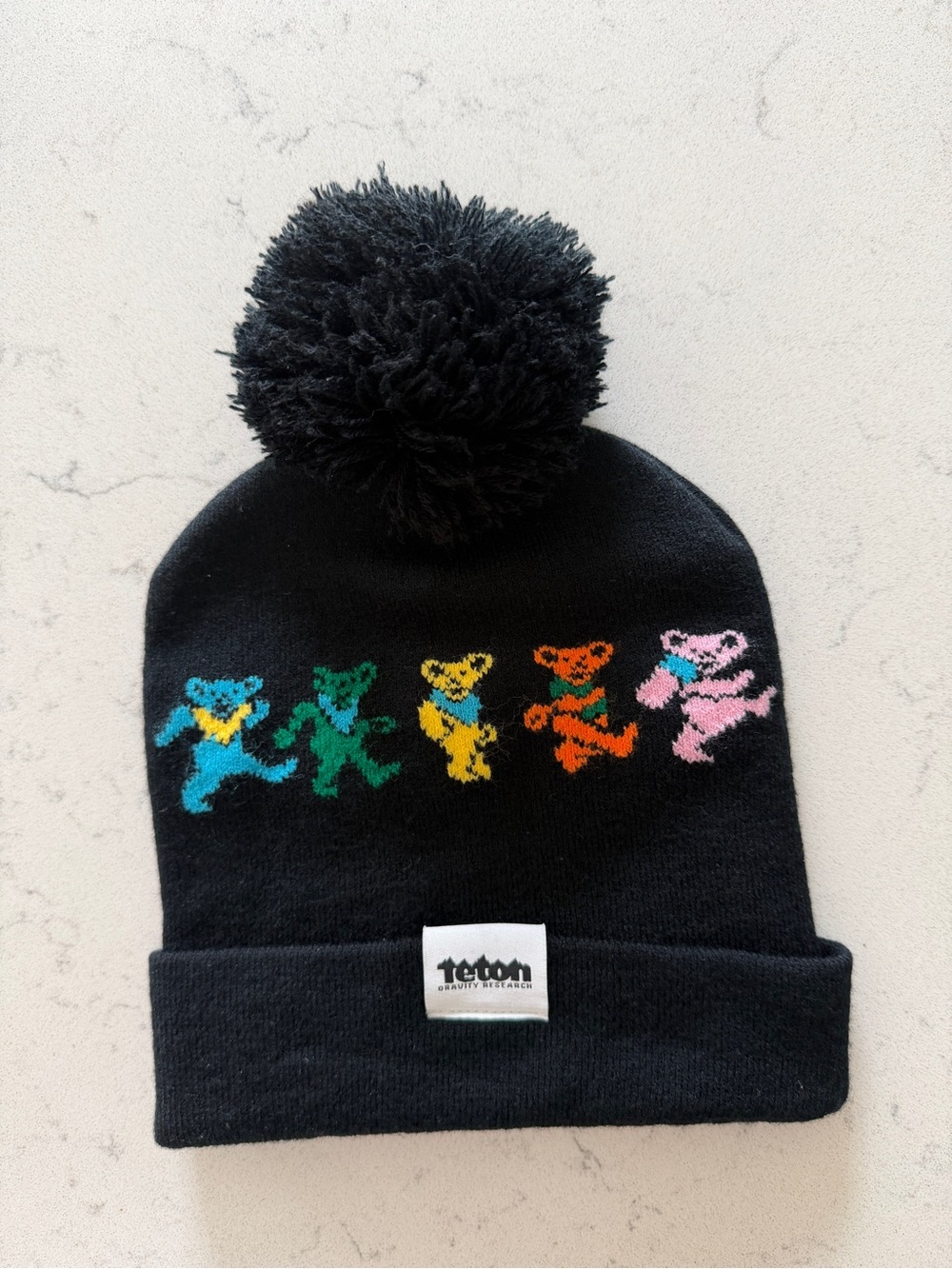 Teton Gravity Research x Grateful Dead Dancing Bears Knit Pom Beanie Black